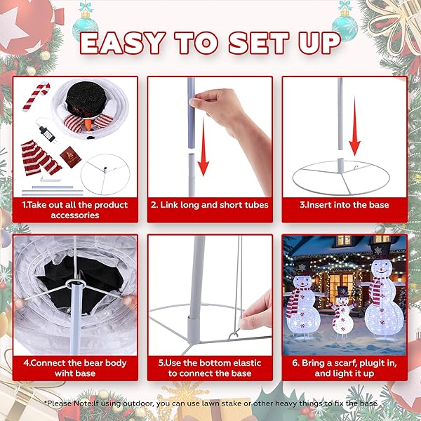 3PC SNOWMAN OUTDOOR CHRISTMAS DECORATIONS,CHRISTMAS SNOWMAN FAMILY SET,PERFECT FOR XMAS AND XMAS EVE,LIGHT UP XMAS HOLIDAY INDOOR/OUTDOOR LAWN YARD GARDEN PARTY DECORATION