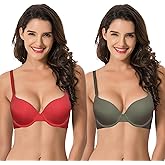 Curve Muse Women's Light Lift Add 1 Cup Push Up Underwire Convertible Tshirt Bra