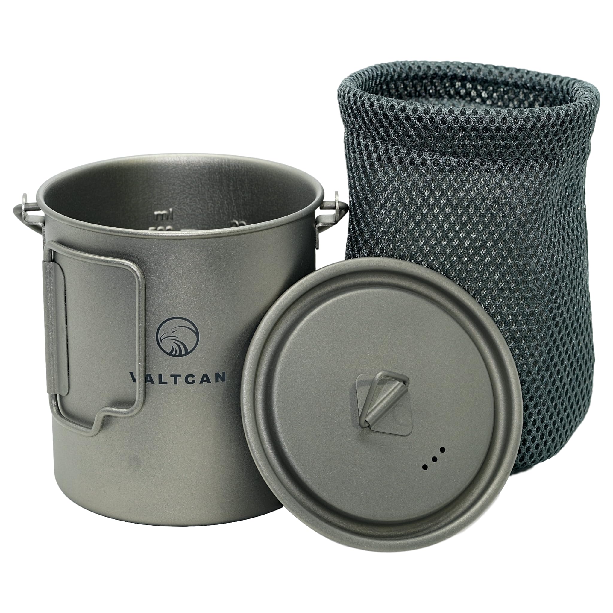 Valtcan 750ml Titanium Pot Backpacking Camping Open Fire Mug Cup with Lid and Stuff Sack