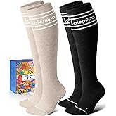 Lalapapa Thick Soft Cotton Compression Socks for Women Men 15-20mmHg Knee High Breathable Cotton Socks for All Day Comfort