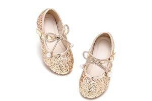 PHIRAMIN Flower Girl Dress Shoes - Girl Ballet Flats Toddler Little Kid Wedding Party