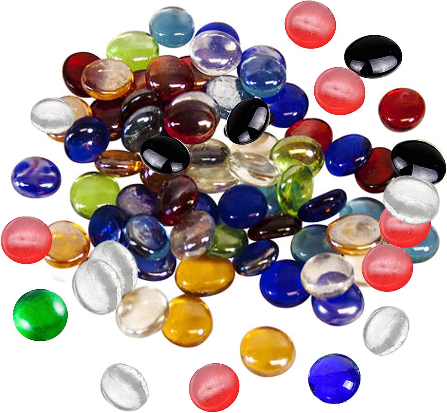 Vase Fillers - ARSUK Flat Glass Marbles Decorative Pebbles Mosaic Beads Gems Vase Fillers Floral Stones Aquarium Decor (1 LB, Mixed Pebbles)