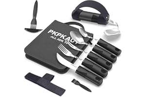 PKPKAUT Adaptive Utensils for Parkinsons Patients Elderly, Weighted Utensils for Hand Tremors, Parkinsons Eating Utensils for Disabled People, Weighted Silverware for Hand Tremors Arthritic Hands
