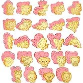 24 Pcs Animal Cookie Cutters with Plunger Stamps Set 3D Animals Lion Cookie Cutters Stamps Plastic Cookie Cutter Animal Cracker Cookie Cutters Cookie Stamps for Baking Supplies