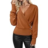 Timeson Womens Sweaters 2026 Long Sleeve V Neck Business Casual Pullover Knit Tops