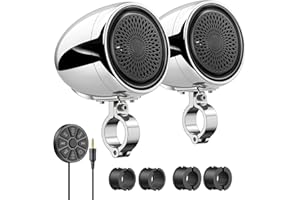 Ehaho 4" Motorcycle Speakers Bluetooth, Waterproof Motorcycle Handlebar Speakers System with Built-in Amplifier,Wire Control,