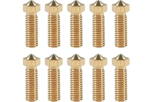 ALAMSCN 10PCS V6 Volcano Brass Nozzle Extra Extruder Nozzles 0.4mm M6 1.75mm Filament for 3D Printer Part