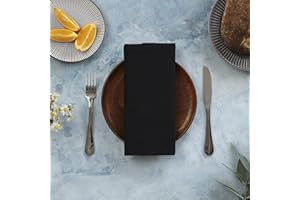 Urban Villa (12 Pack, 20x20 Inches) Black Dinner Napkins, Cloth Napkins Over Sized, 100% Cotton Cloth Napkins Premium Quality with Mitered Corners, Reusable, Washable