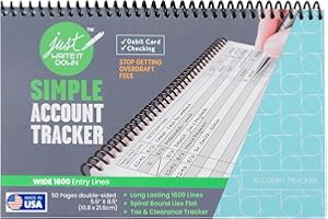 The Superior Register - Simple Account Tracker - Big Checkbook Register & Financial Ledger - Debit Card Register - Bank Register - 1 Pack, Blue, Wide Edition