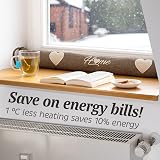 Praknu Draft Excluder 90cm Brown - Removable Washable, No Glue or Drilling view 3