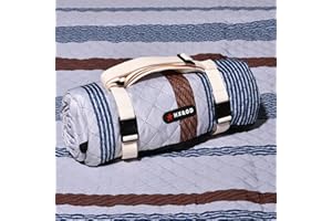 HX&OD Waterproof Picnic Mat, Outdoor Camping Oversized Field Blanket. Portable Thickened Camping Blanket, Suitable for Beach, Camping, Music Festival, Party, Outdoor Adventure. (Brown&Blue&White, 80”x80”)