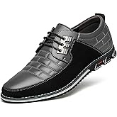 Men's Premium Leather Dress Shoes Comfort Business Casual Oxford Shoes Fashion Dress Sneakers Soft Loafers Derby Shoe for Office Working Walking Driving