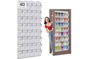40 Pockets Large Breathable Mesh Hanging Over the Door Shoe Organizer, Shoe Rack Hangs on for Closet Nonslip Behind Door Stor