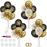 TONIFUL 4 Set Black Gold Balloon Stand Kit for Birthday Decorations for 50th,Balloon Centerpieces for Table Party Decorations Cheers to 50 Years Old Birthday for Men and Women