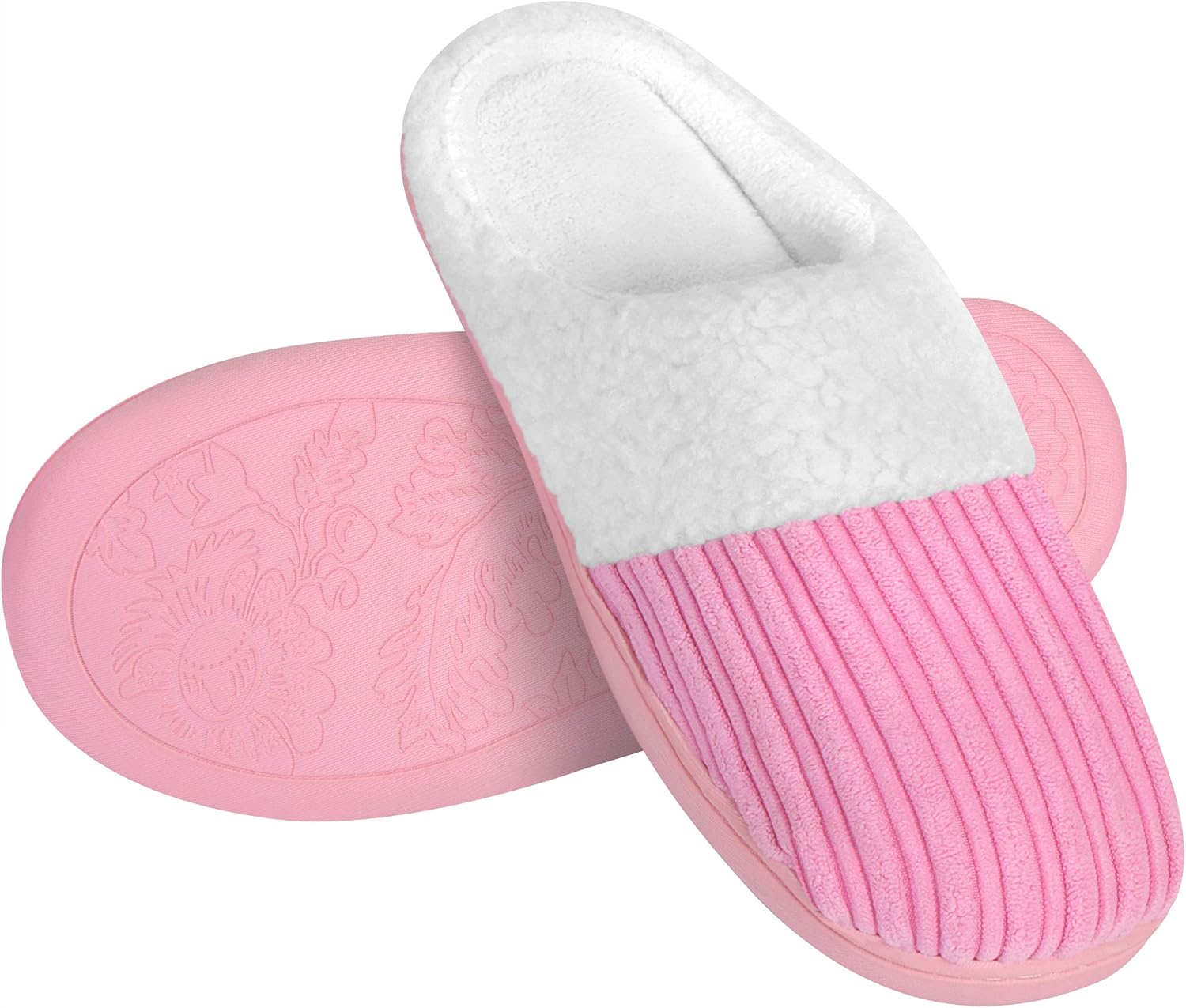 Amazon.com | NY Threads Comfy Soft Coral Fleece Memory Foam Indoor/Outdoor Slippers for Women 