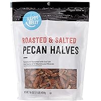 Amazon Brand - Happy Belly Roasted and Salted Pecan Halves, 16 Ounce