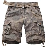 KOCTHOMY Women's Hiking Cargo Shorts 7" Bermuda Casual Shorts Summer Camo Shorts with Zipper Pockets No Belt