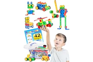 Brickyard Building Blocks STEM Toys - Educational Building Toys for Kids Ages 4-8 with 101 Pieces, Tools, Design Guide and Toy Storage Box, Gift for Boys & Girls