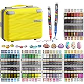 Sanyetral 360 Colors Acrylic Paint Markers with Suitcases, Soft Brush Tip Paint Pens for Wood, Stone, Canvas, Glass, Fabric,
