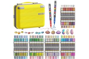 Sanyetral 360 Colors Acrylic Paint Markers with Suitcases, Soft Brush Tip Paint Pens for Wood, Stone, Canvas, Glass, Fabric, 