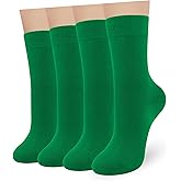 Womens Combed Cotton Color Thin socks Viscose- Breathable Soft Crew Casual Socks Comfort Gift 4 Pairs