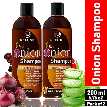 Newish Red Onion Shampoo For Hair Growth and Hairfall Control (Pack of 2)