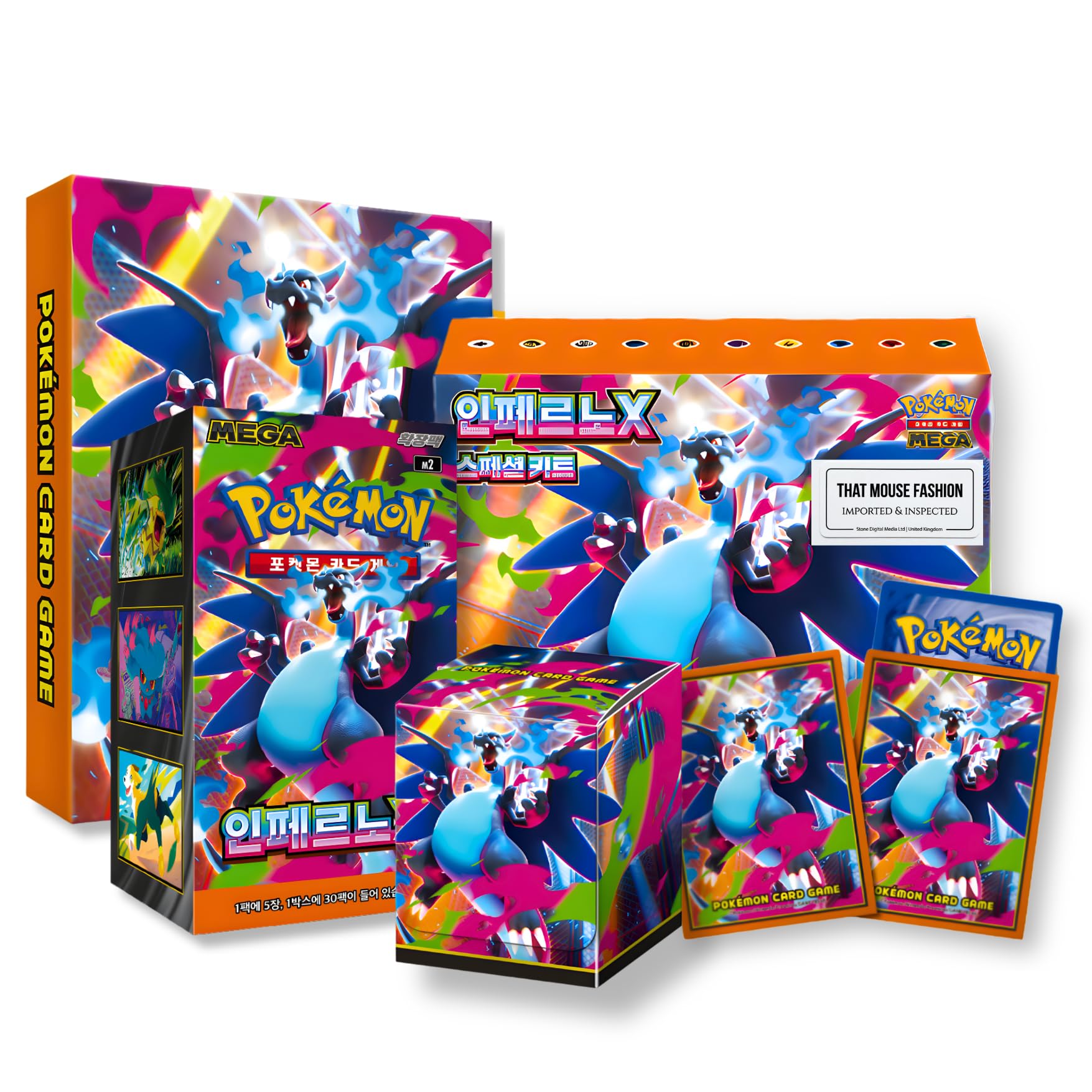 Korean Phantasmal Flames Inferno X Special Binder Collection Box | TCYM Authenticated | Phantasmal Flames Pokemon | 30 Inferno X Booster Packs | That Mouse Fashion