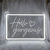 Hello Gorgeous Neon Signs for Wall Decor, 15.4 * 10.4 Inches Neon Led Sign Wedding Decorations, Dimmable Switch Lights Sign for Powder Room, Bedroom, Clothing Store, Beauty Room, INSNEnN