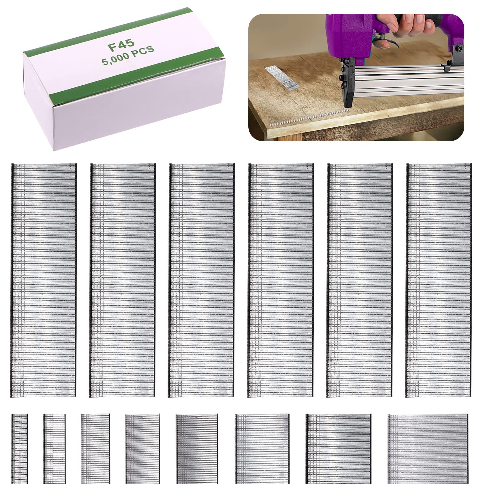 Swpeet 5000 PCS Brad Nails Multi-Length Galvanized Straight Finishing Nail (F45 (1-3/4 Inch）)