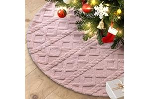 Lanpn Christmas Tree Skirt 40cm, Faux Fur Xmas Tree Skirt with Rhombus Winter Christmas Tree Mat for Small Mini Pencil Slim A
