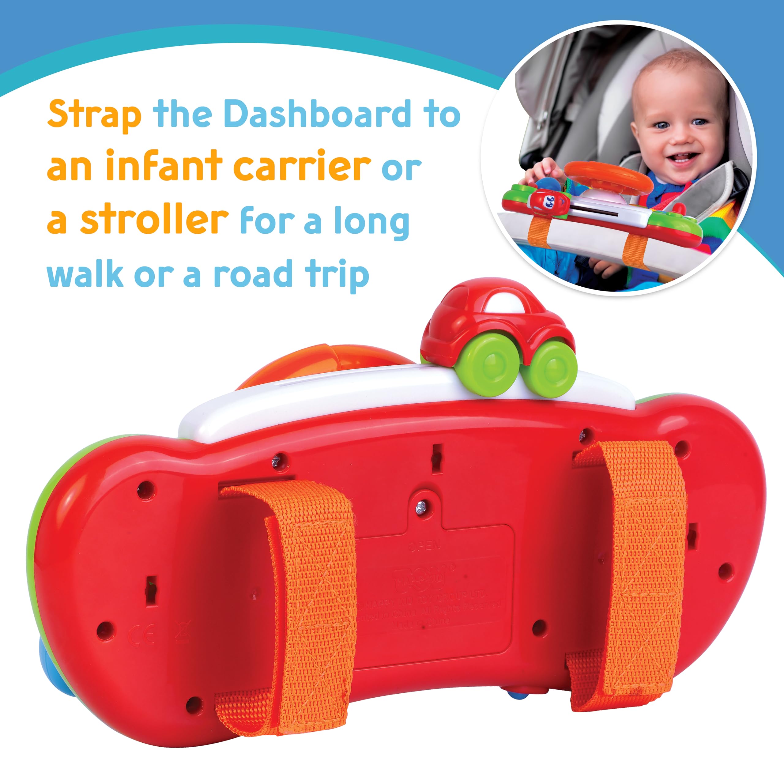 HAP-P-KID My First Baby Stroller Toy, Toddler Steering Driving Wheel, Car Seat Educational Learning Driver Toys, Pretend Drive Dashboard, Infant Baby Preschool Gift 6 7 8 9 10 11 12 Month 1 Year Old