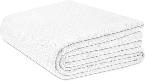 Amazon Com Cotton Craft Super Soft Premium Cotton Herringbone Twill Thermal Blanket Twin White Kitchen Dining