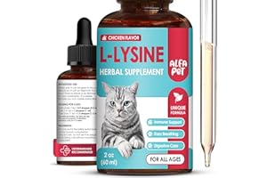 ALFA PET L Lysine for Cats Immune Support with Taurine, Vitamins A and B, Probiotics – Maintains Normal Eye Function and Helps with Sneezing, Cough, Allergy – Care for Digestion with Chicken Flavor – 2 oz