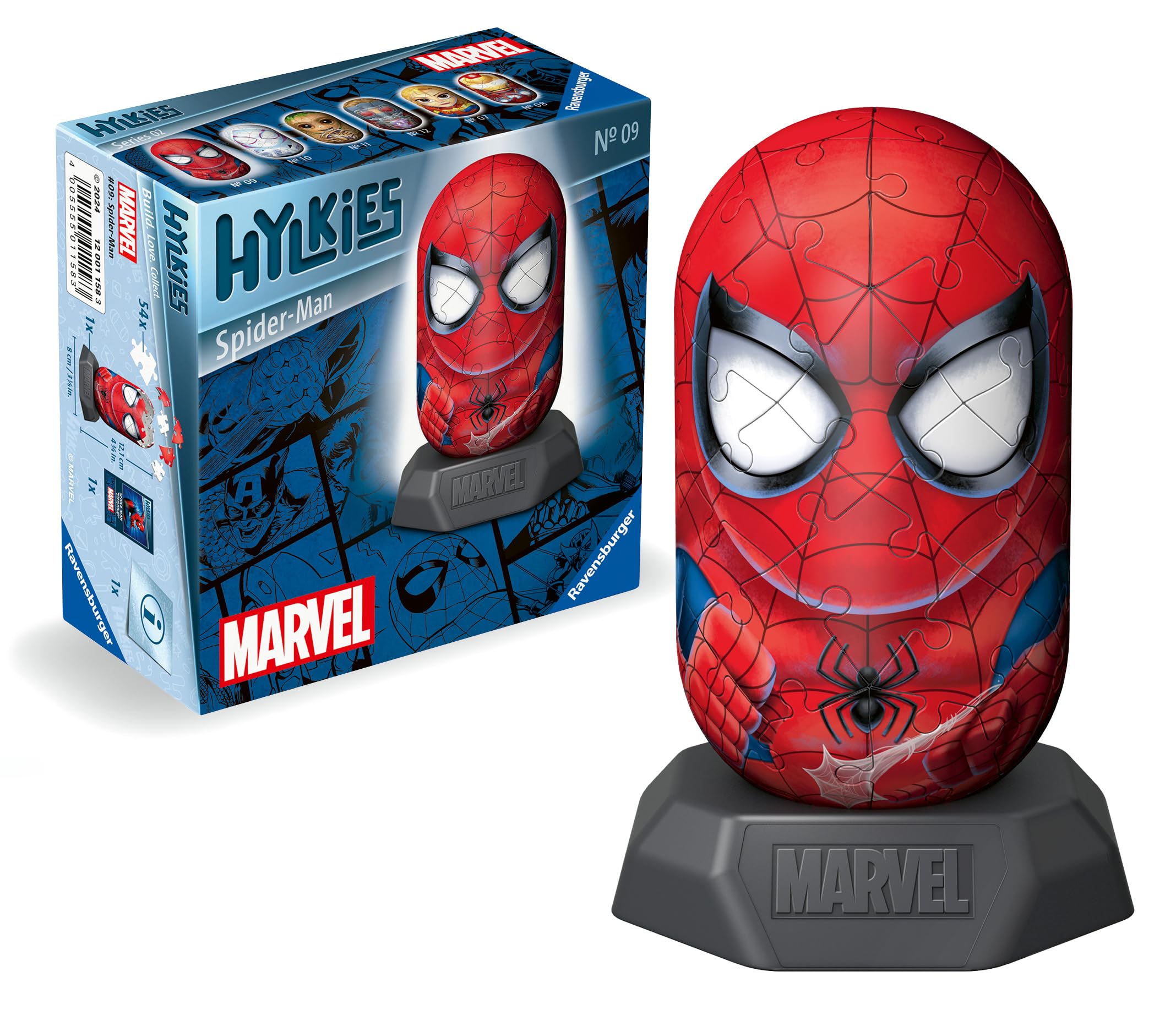 Ravensburger Marvel Hylkies Figures Spiderman - Collectable Toys and Gifts for Kids and Adults Age 6 Years Up - 3D Jigsaw Puzzles - The Avengers