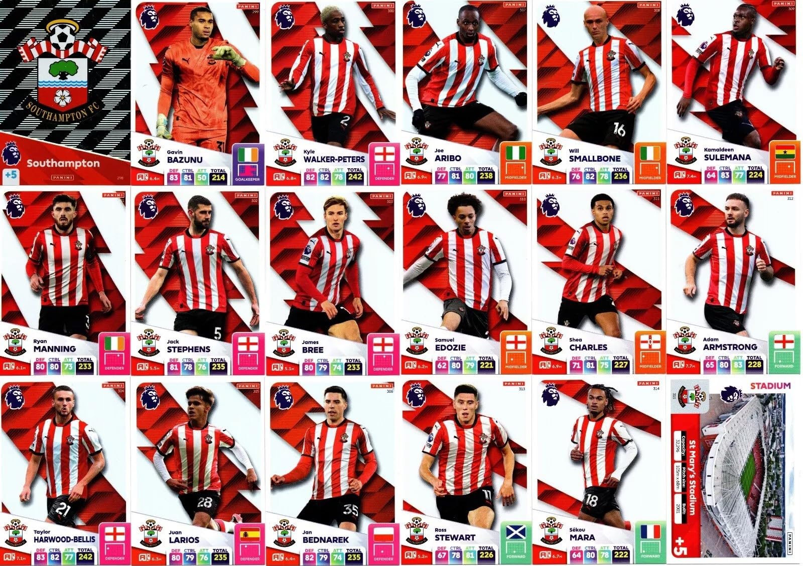 Panini Premier League 2024 2025 Southampton Base Team Cards