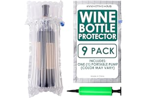 Innovative Haus Pack of 9 Wine Bottle Protector Bag with Free Pump - Inflatable Wine Bags for Travel - Transportation of Glass Bottles While Traveling on Airplane - Packaging Shipping Sleeves