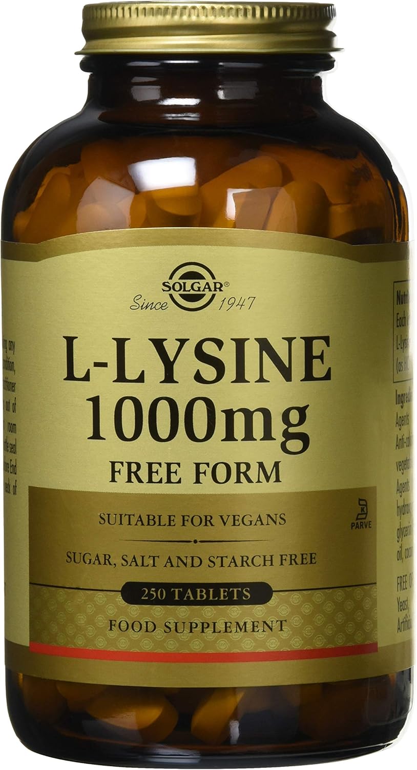 Solgar L-Lysine 1000 mg, 250 Tablets - Enhanced Absorption and Assimilation - Promotes Integrity of Skin and Lips - Collagen Support - Amino Acids - Non-GMO, Vegan, Gluten Free - 250 Servings: Health & Personal Care