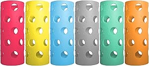 Brieftons Silicone Sleeves: 6-Pack Insulated Anti-Slip Protection Covers, Ultra Thick & Durable, Better Than Neoprene & Rubber, Also Perfect for Aquasana, Pratico Kitchen, Epica & Other Glass Bottles