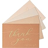 Crisky 50 Pcs Neutral Thank You Cards With 50 Envelopes & 50 Stickers Simple, Chic, Elegant Greeting Cards Perfect for: Wedding/Business/Birthday/Graduation etc. 4 x 6 inches 50 Pack