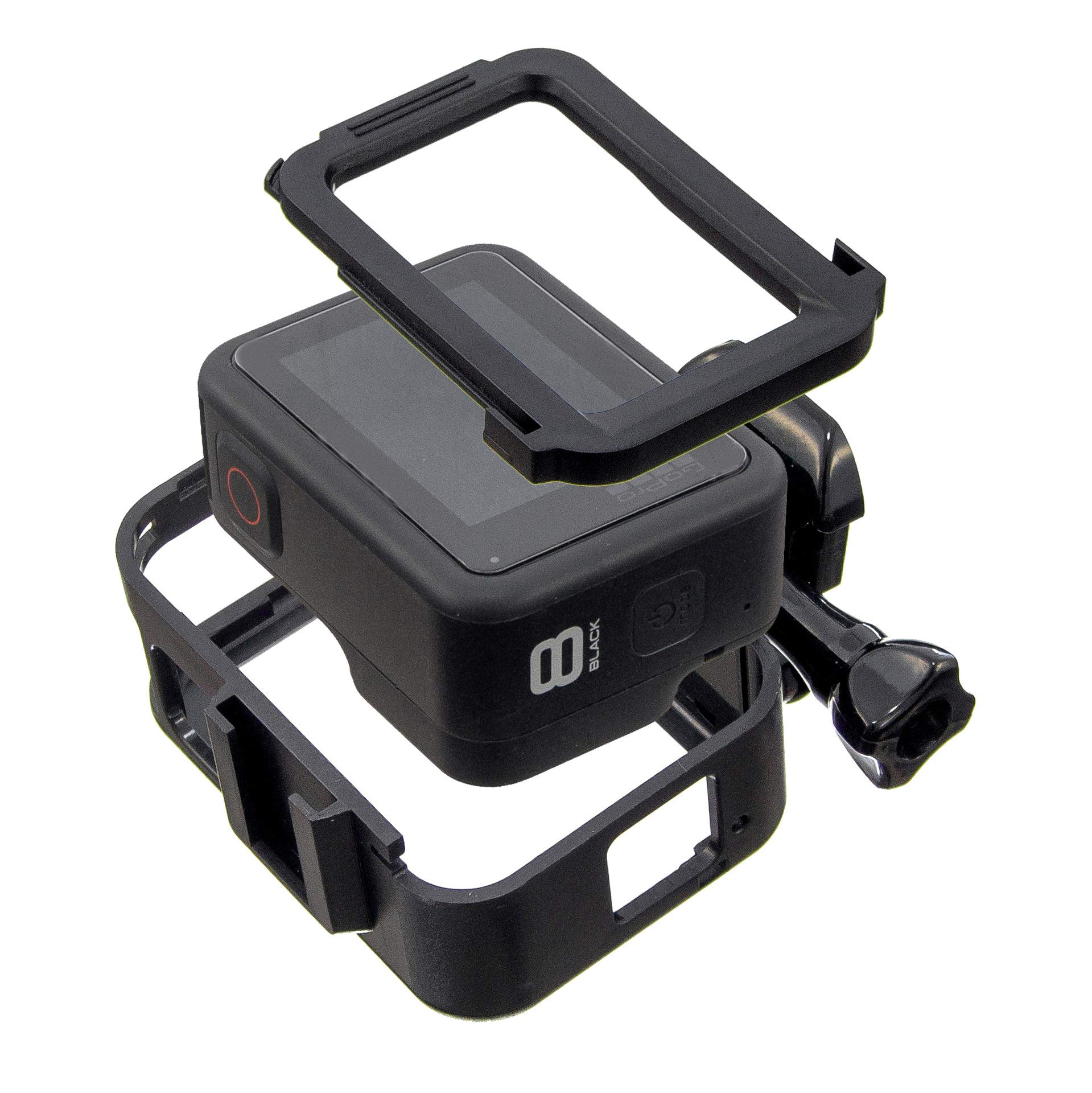 NMD&LR Housing Frame Case for GoPro Hero 8 Black, Protective Housing Shell Cage Mount Action Camera Accessory with Quick Pull Movable Socket and Screw