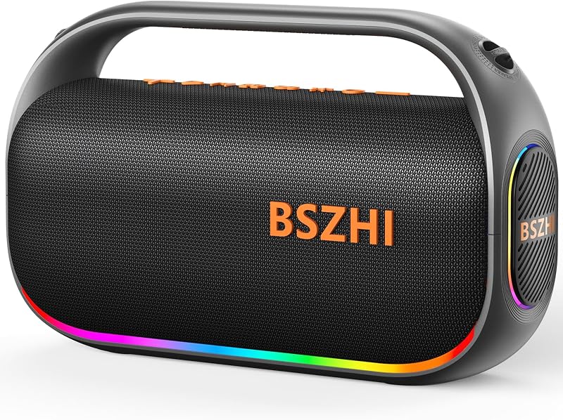 Coluna Bluetooth de 80W (120W de pico), potente, portátil, IPX6 à prova de água, sem fios, TWS, ao ar livre, para festas, viagens e campismo na praia, com luz, BT5.0, cartão USB/TF, AUX.