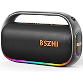 BSZHI 80W(120W Peak) Bluetooth Speaker Loud, Portable IPX6 Waterproof Bluetooth Speakers Wireless TWS for Outdoor, Party, Travel, and Beach Camping with Light, BT5.0, USB/TF Card, AUX