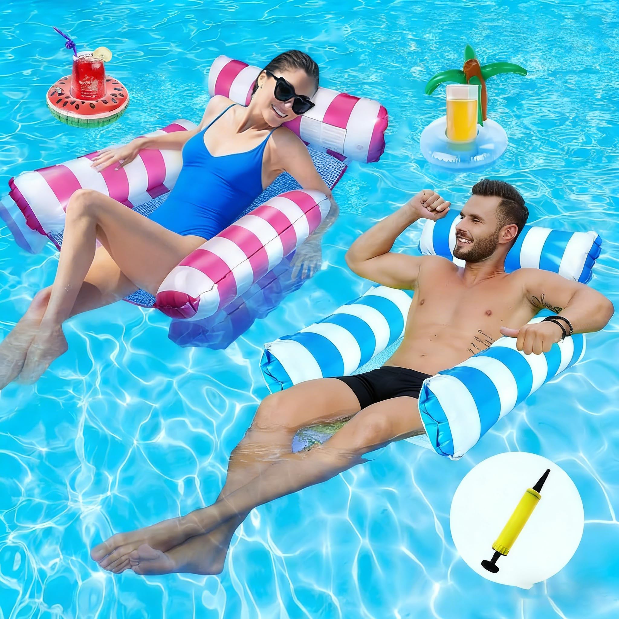 Inflatable Pool Float Hammock Sofa Lounger for Adults, inflatable pool lounger,Pool Inflatables for Adults & Pool Hammock Floats,Swimming Pool Toys & Pool Floats Chair 2PCS