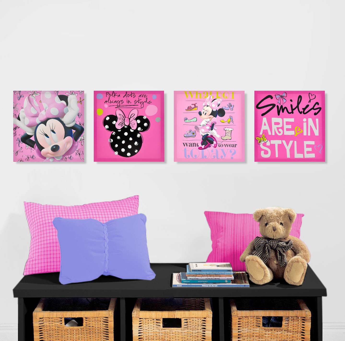 Disney Minnie Mouse Canvas Wall Art (4Piece) 784857598605 eBay