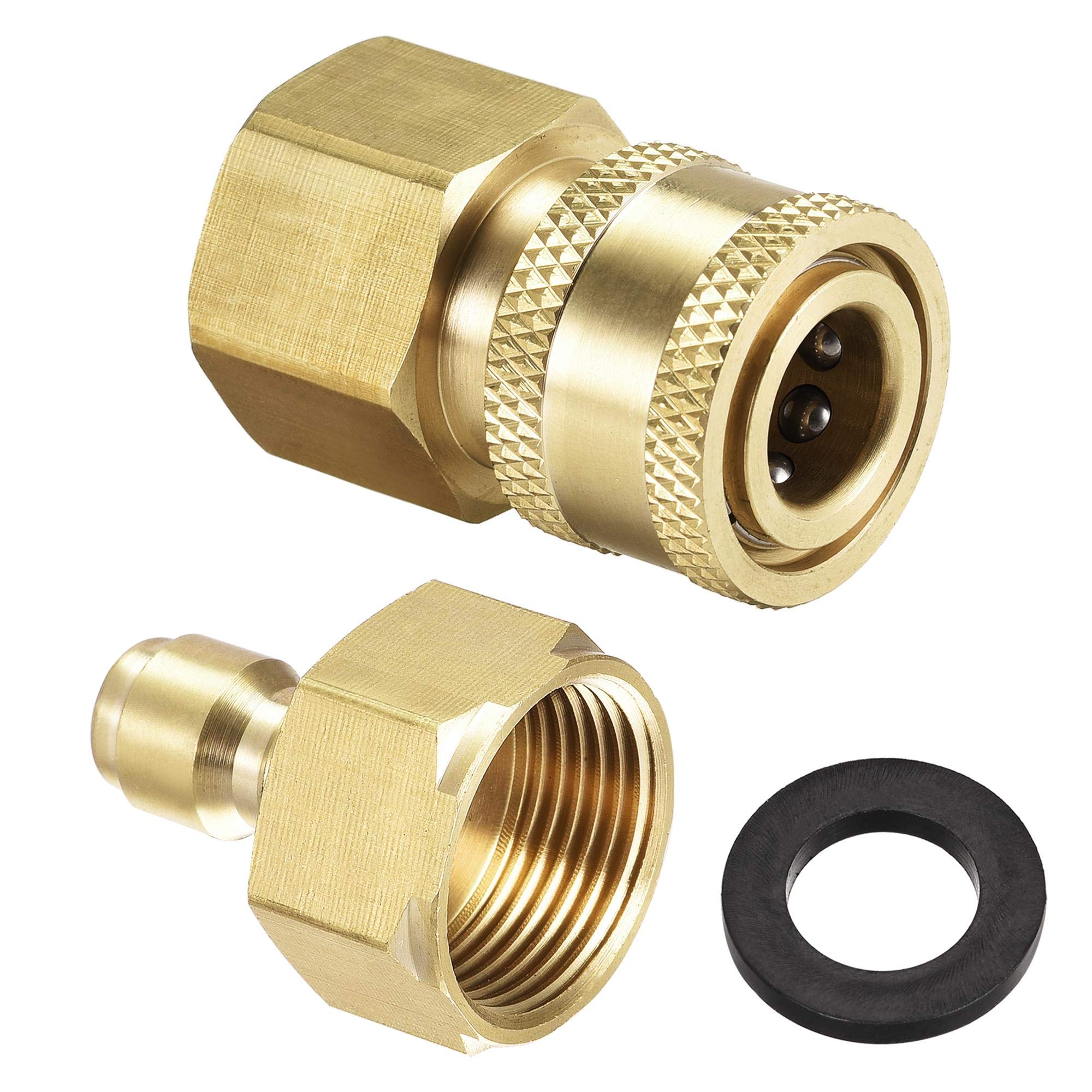sourcing map Garden Hose Brass Quick Connect Set Fittings M22x1.5 Female Thread Water Hose Connectors Pressure Washer Adapter
