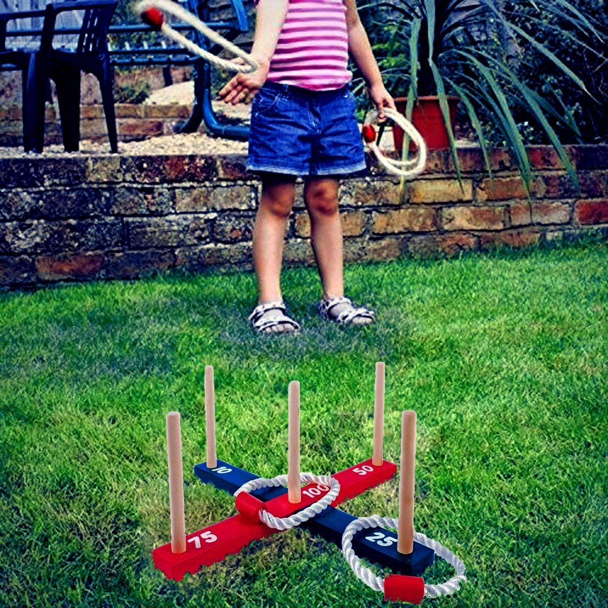 ADEPTNA Wooden Garden Indoor Outdoor Quoits Traditional Classic