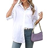 JMSHIHUA Womens Button Down Long Sleeve Shirts Loose Fit Casual Work Oversized Blouse Tops