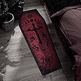 Halloween Carpet Dark Gothic Carpet for Living Room Decoration Coffin Shaped Rug Soft Non Slip Bedroom Home Party Supplies 51x19 Inch (Red)
