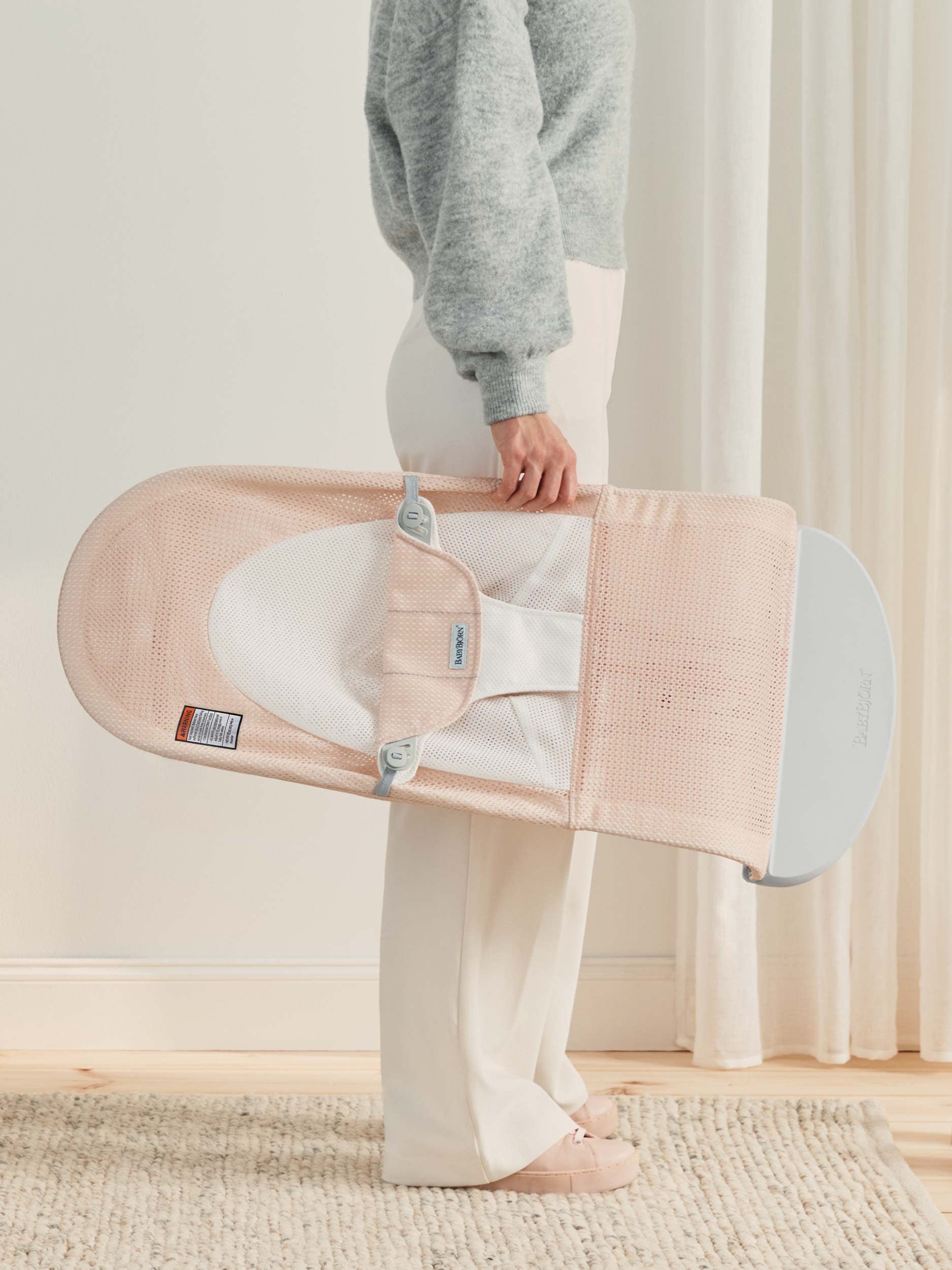 BabyBjörn Extra Fabric seat for Bouncer Balance Soft, Mesh, Pearly Pink/White