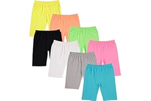 Pink Angel 8-Pack Girls Bike Shorts – Breathable Cotton Spandex for Comfort All Day – Perfect for School, Play & Layering
